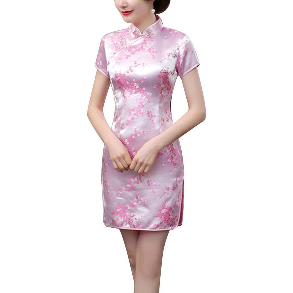 9311 Traditional Cheongsam Costume Print High Slit Side Chinese New Year